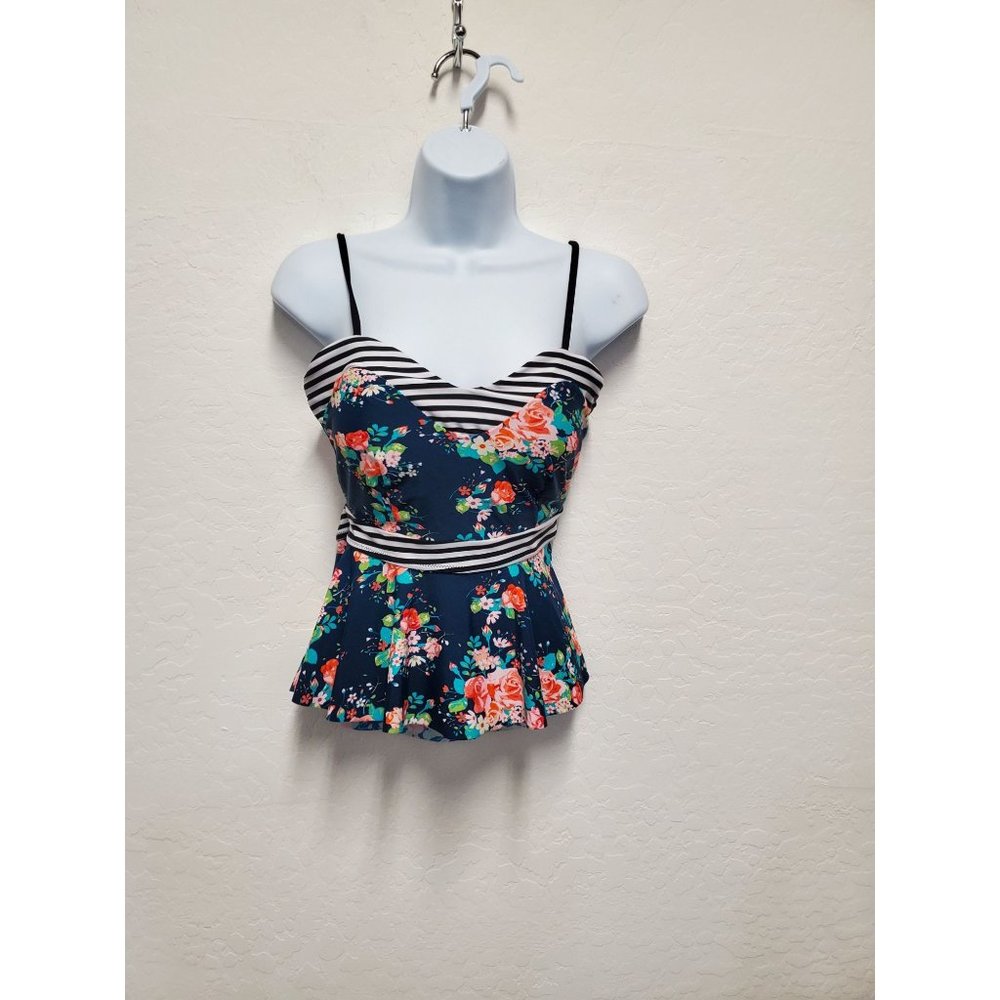 Cupshe Tankini Floral Striped Size Large